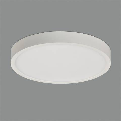 Plafonnier apparent rond à led blanc pour éclairer des espaces chambres, couloirs et accueils en hôtellerie  : Modèle Kore 