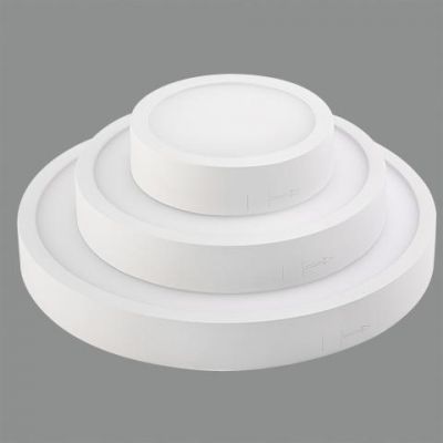 Plafonnier apparent rond à led blanc pour éclairer des espaces chambres, couloirs et accueils en hôtellerie  : Modèle Kore 
