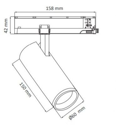 Spot LED multi puissances 8-30w blanc ou noir pour rail triphasé : Modèle INTRACK